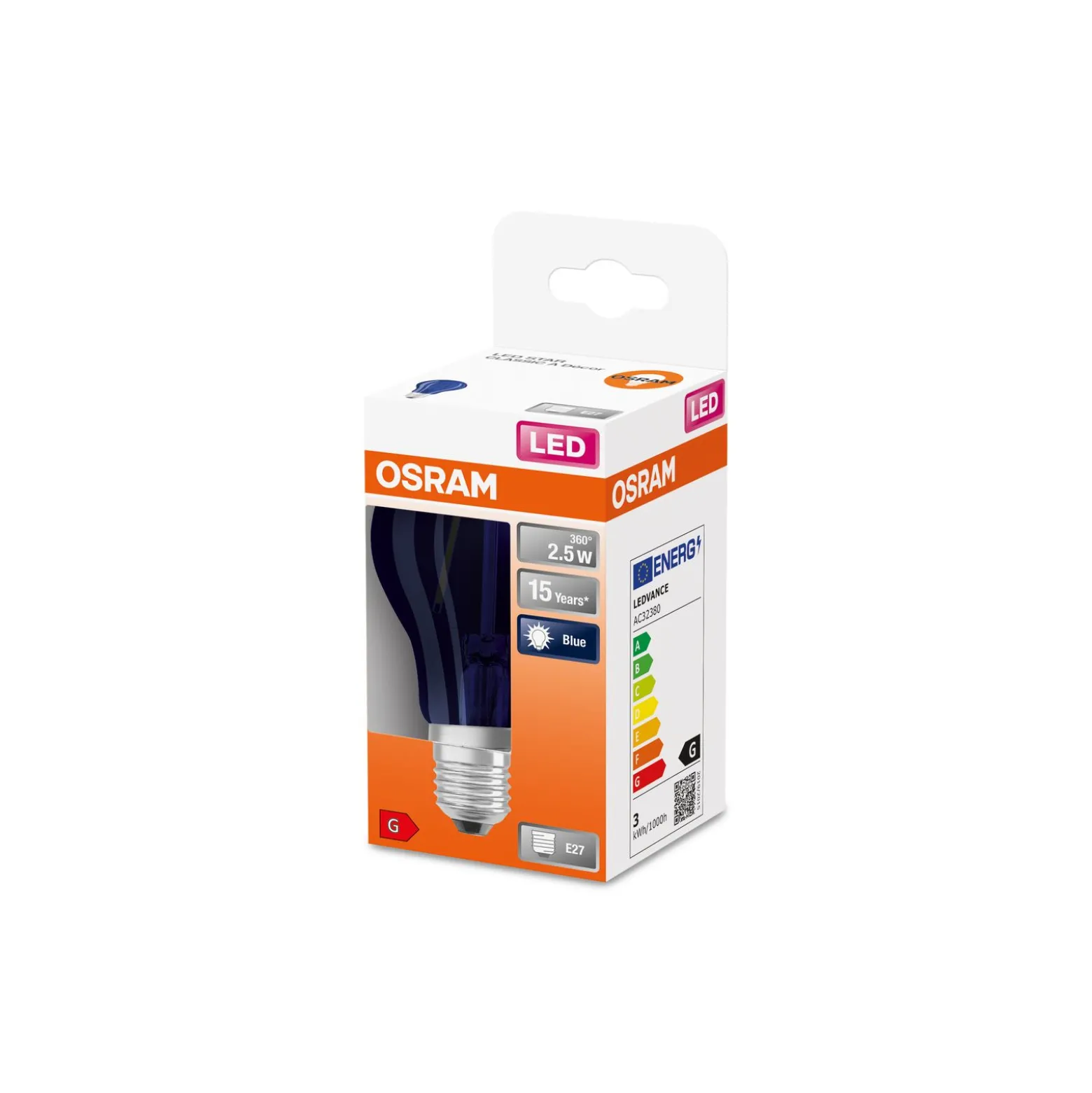 Osram LED Star Classic Decor E27 Päron Filament Matt 2.5W 10lm - Blue | Ersättare 4W