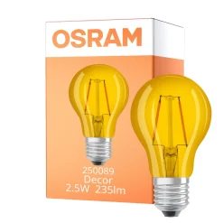 Osram LED Star Classic Decor E27 Päron Filament Matt 2.5W 235lm - Gul | Ersättare 23W