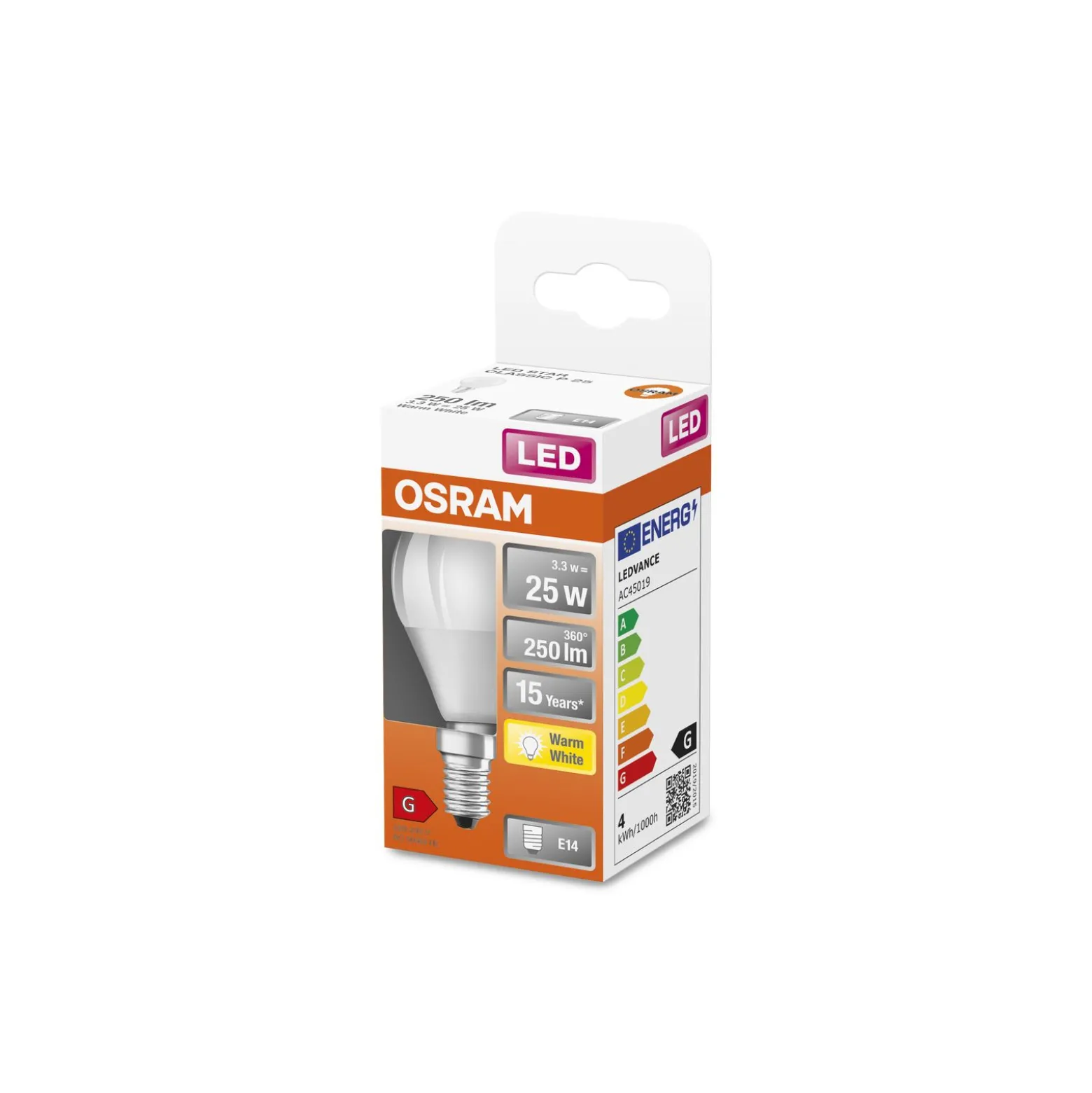 Osram LED Star Classic E14 Boll Matt 3.3W 250lm - 827 Extra Varm Vit | Ersättare 25W