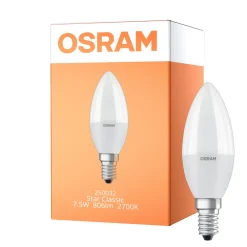 Osram LED Star Classic E14 Kronljus Matt 7.5W 806lm - 827 Extra Varm Vit | Ersättare 60W