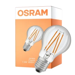 Osram Led Star Classic LED E27 Päron Filament Klar 7.3W 806lm - 827 Extra Varm Vit | Med Ljussensor