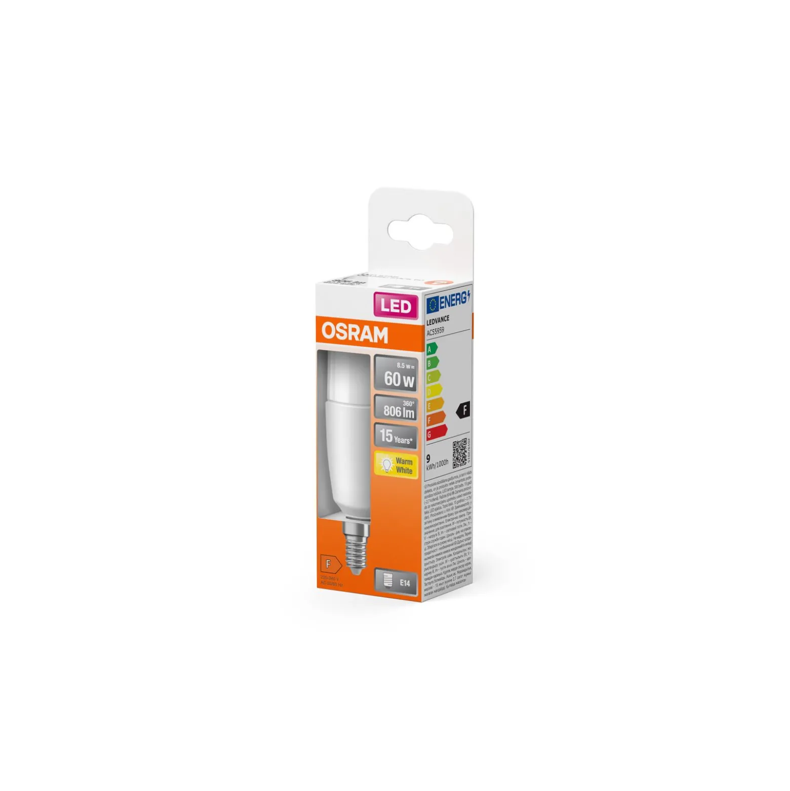Osram LED Star Stick E14 Matt 8W 806lm - 827 Extra Varm Vit | Ersättare 60W