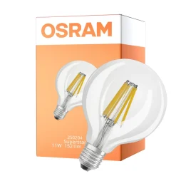 Osram LED Superstar E27 Globe G95 Filament Klar 11W 1521lm - 927 Extra Varm Vit | Bästa Färgåtergivning - Ersättare 100W