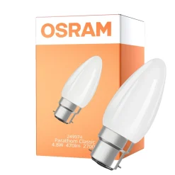 Osram Parathom Classic LED B22d Kronljus Filament Matt 4.8W 470lm - 827 Extra Varm Vit | Dimbar - Ersättare 40W