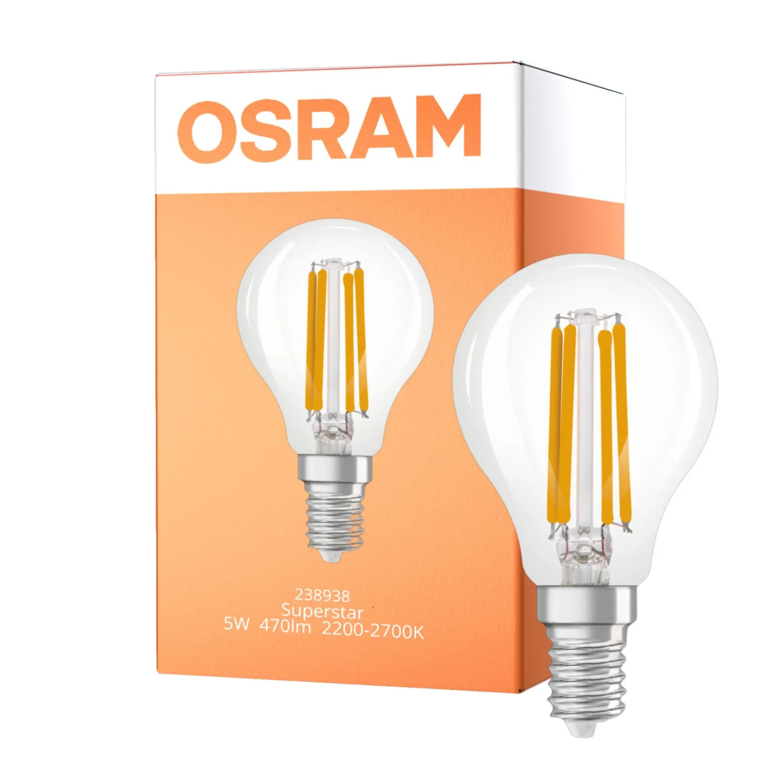 Osram Parathom Classic LED E14 boll Filament Klar 5W 470lm - 822-827 Dim To Warm | Dimbar - Ersättare 40W