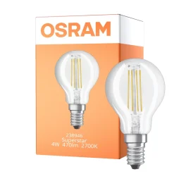 Osram Parathom Classic LED E14 Boll Filament Klar 4W 470lm - 827/840 Extra Varm Vit / Kallvit | Relax och Active - Ersättare 40W