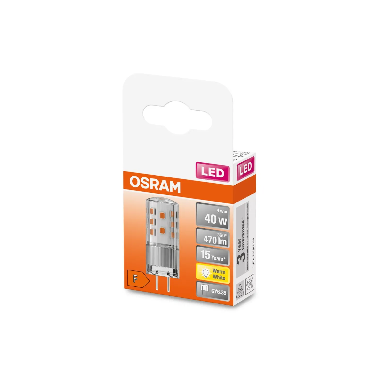 Osram Parathom LED Pin GY6.35 3.3W 470lm - 827 Extra Varm Vit | Ersättare 40W