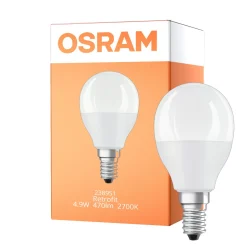 Osram Retrofit LED E14 Boll Matt 4.9W 470lm - 827 Extra Varm Vit | RGBW - Dimbar - Fjärrkontroll - Ersättare 40W