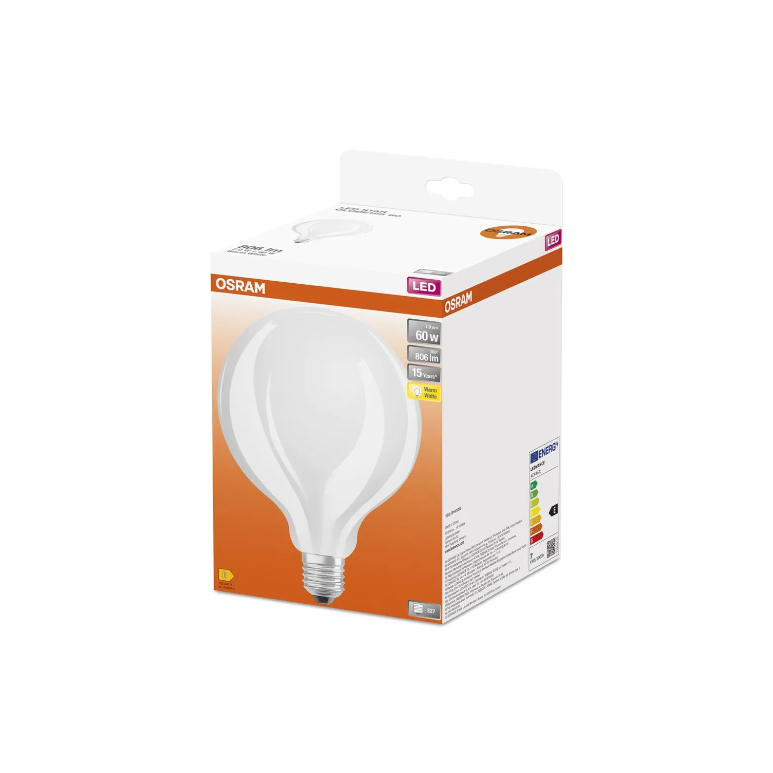 Osram Retrofit LED E27 Globe Filament Matt 7W 806lm - 827 Extra Varm Vit | Ersättare 60W