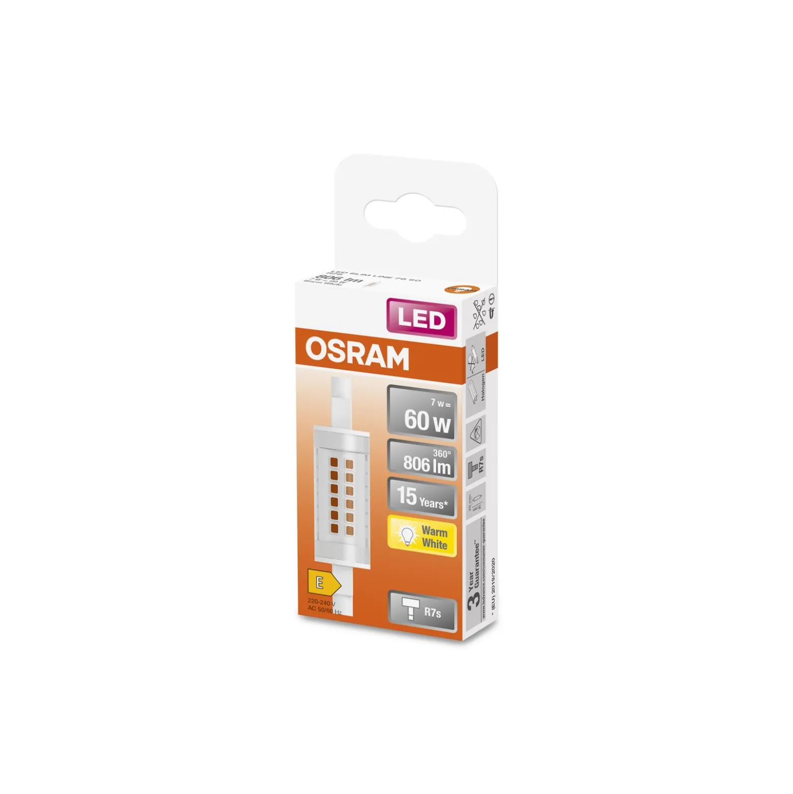 Osram Slim Line LED R7s 78mm 6W 806lm - 827 Extra Varm Vit | Ersättare 60W
