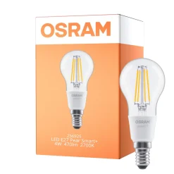 Osram Smart+ Matter Classic LED E14 Päron Filament Klar 4W 470lm - 827 Extra Varm Vit | Dimbar - Via Smart Device Only - Ersättare 40W