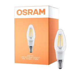 Osram Smart+ Matter Classic LED E14 Kronljus Filament Klar 4W 470lm - 827 Extra Varm Vit | Dimbar - Via Smart Device Only - Ersättare 40W