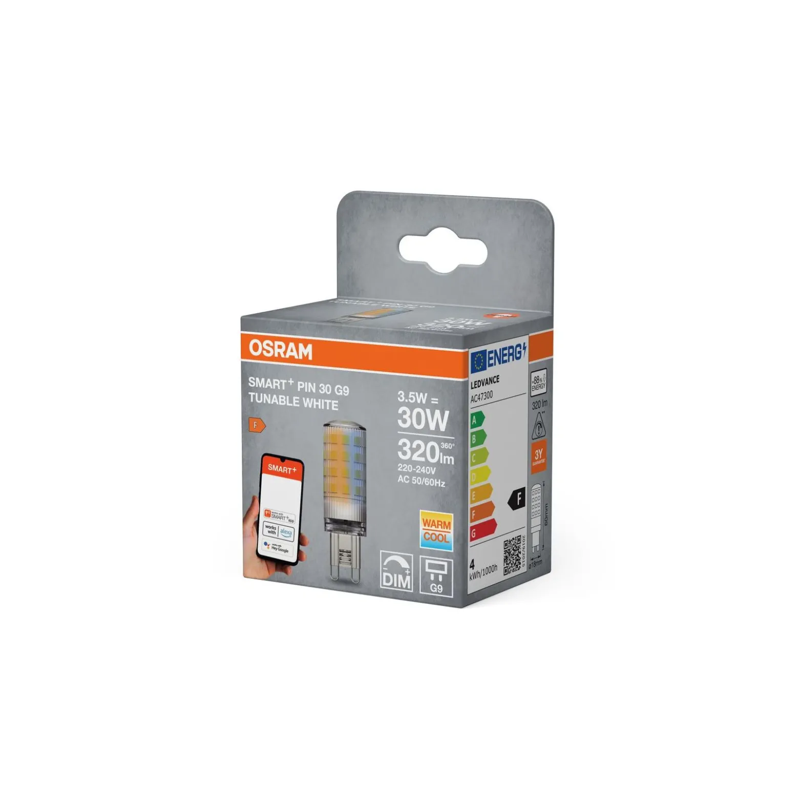 Osram Smart+ Wifi LED Pin G9 3.5W 320lm - 827-865 Justerbar Vit | Dimbar - Ersättare 25W