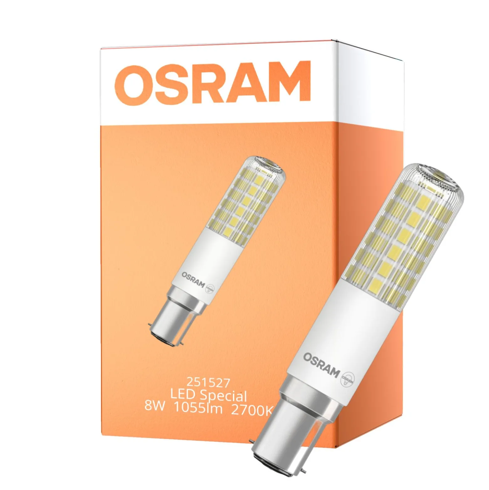 Osram Special T Slim LED B15d Klar 8W 1055lm - 827 Extra Varm Vit | Dimbar - Ersättare 75W