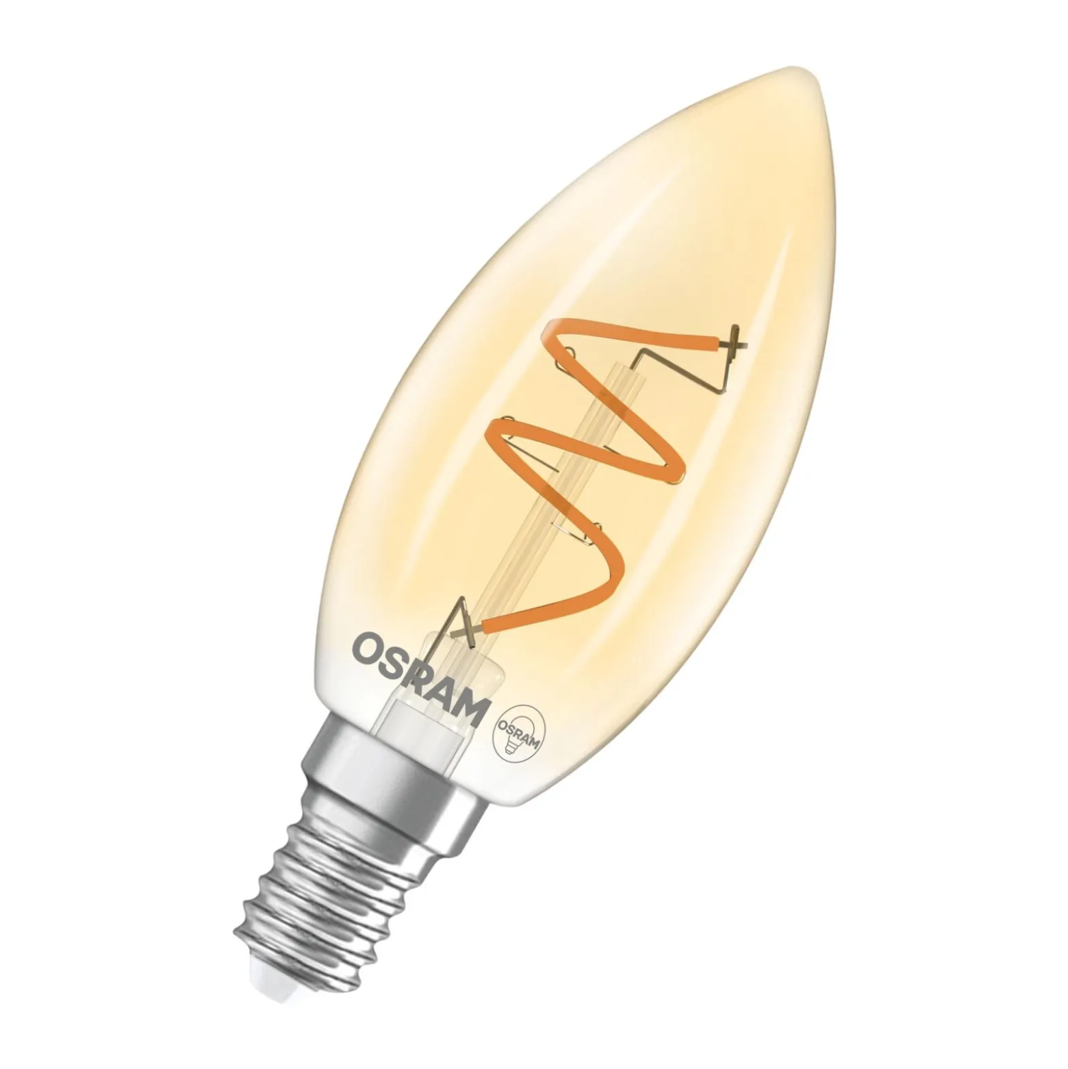 Osram Vintage 1906 LED Classic Slim E14 Kronljus Filament Guld 3.5W 300lm - 922 Extra Varm Vit | Bästa Färgåtergivning - Dimbar - Ersättare 25W