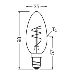 Osram Vintage 1906 LED Classic Slim E14 Kronljus Filament Klar 3.1W 300lm - 927 Extra Varm Vit | Bästa Färgåtergivning - Dimbar - Ersättare 25W