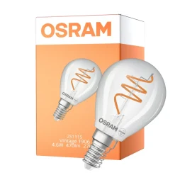 Osram Vintage 1906 LED Classic Slim E14 Päron Filament Klar 4.6W 470lm - 927 Extra Varm Vit | Bästa Färgåtergivning - Dimbar - Ersättare 40W