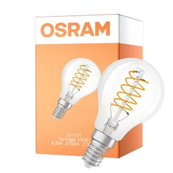 Osram Vintage 1906 LED Classic Slim E14 Päron Filament Klar 4.8W 470lm - 827 Extra Varm Vit | Dimbar - Ersättare 40W