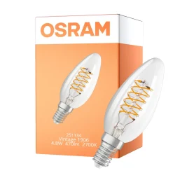 Osram Vintage 1906 LED Classic Slim E14 Kronljus Filament Klar 4.8W 470lm - 827 Extra Varm Vit | Dimbar - Ersättare 40W