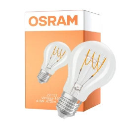 Osram Vintage 1906 LED Classic Slim E27 Päron Filament Klar 4.8W 470lm - 827 Extra Varm Vit | Dimbar - Ersättare 40W