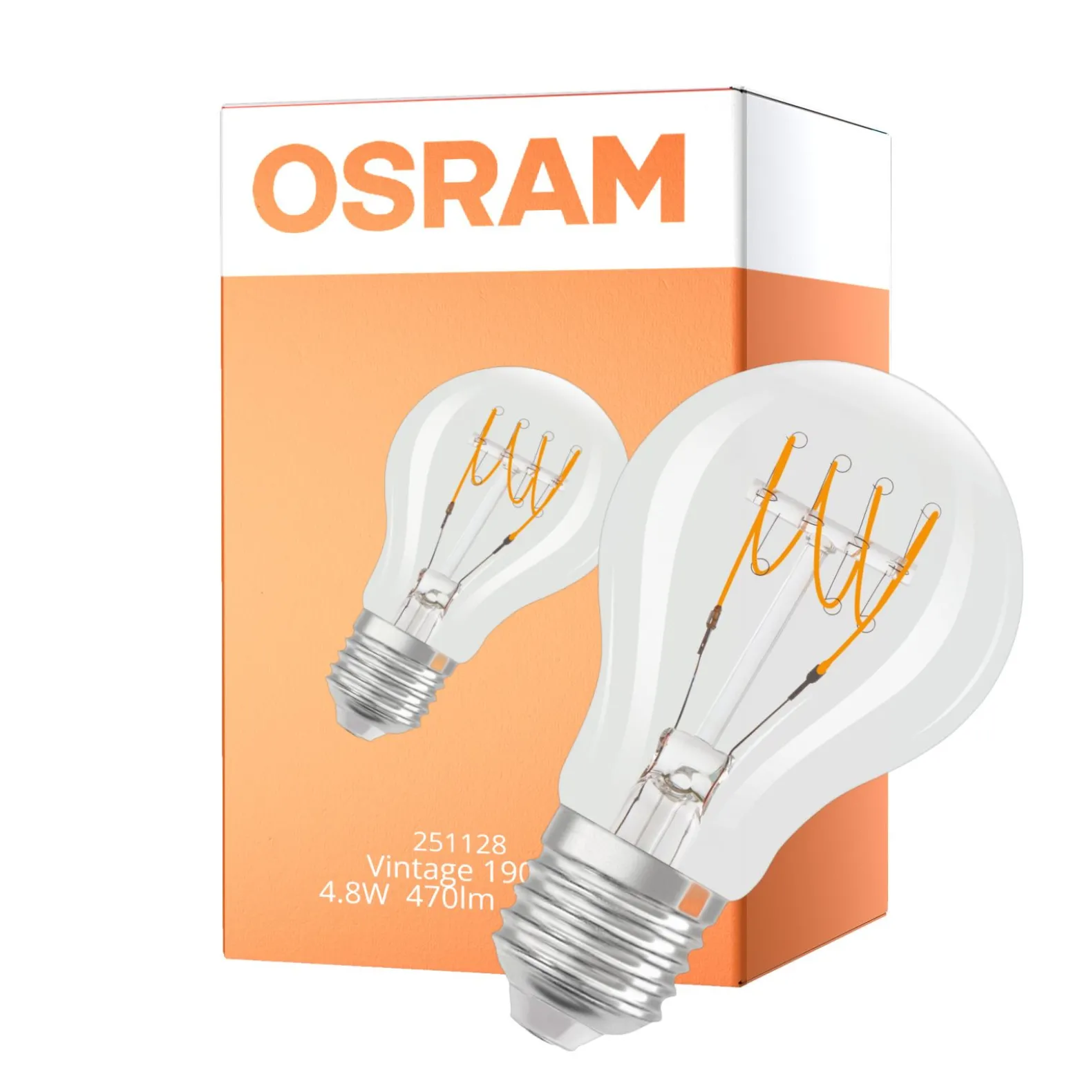 Osram Vintage 1906 LED Classic Slim E27 Päron Filament Klar 4.8W 470lm - 827 Extra Varm Vit | Dimbar - Ersättare 40W