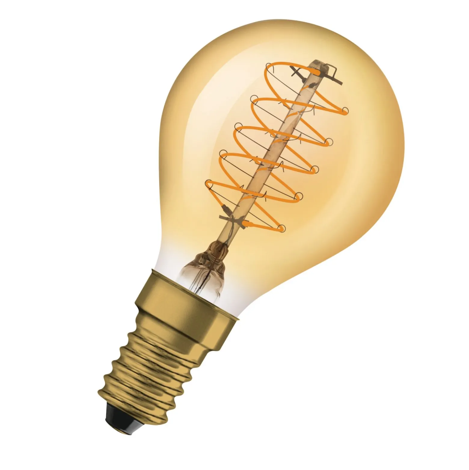 Osram Vintage 1906 LED E14 Ball Filament Gold 3.4W 250lm - 822 Extra Warm White | Dimmable