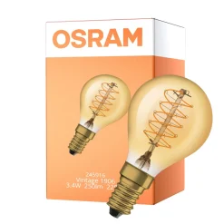 Osram Vintage 1906 LED E14 Ball Filament Gold 3.4W 250lm - 822 Extra Warm White | Dimmable