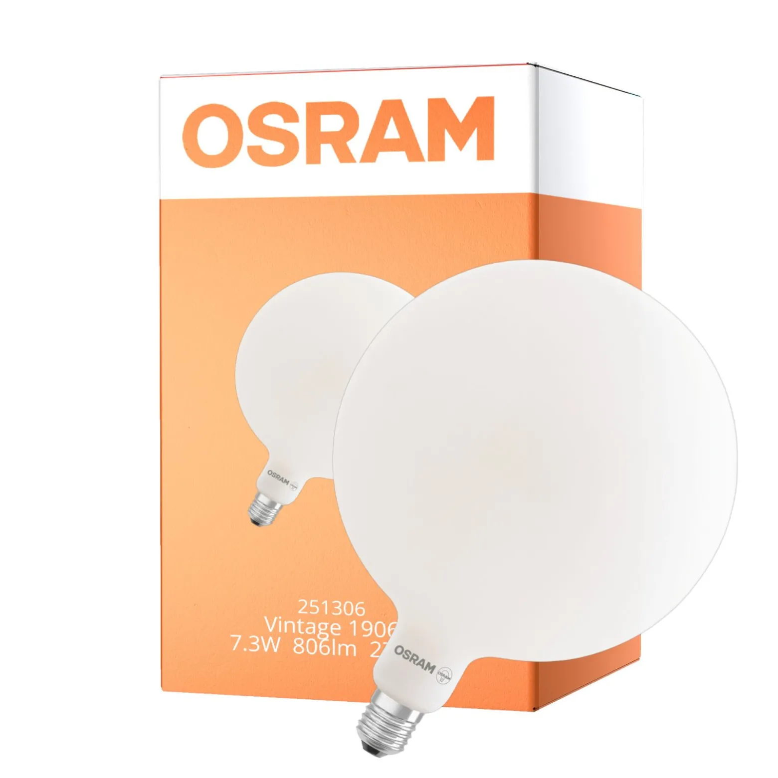 Osram Vintage 1906 LED E27 Boll Filament Matt 7.3W 806lm - 827 Extra Varm Vit | Dimbar - Ersättare 60W
