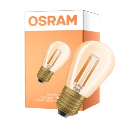 Osram Vintage 1906 LED E27 Edison Filament Guld 4.8W 360lm - 822 Extra Varm Vit | Dimbar - Ersättare 40W