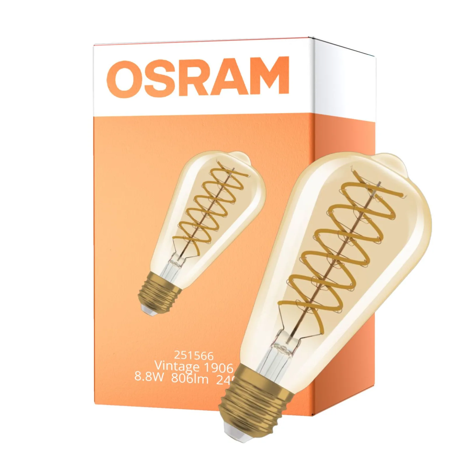 Osram Vintage 1906 LED E27 Edison Filament Guld 8.8W 806lm - 824 Extra Varm Vit | Dimbar - Ersättare 60W