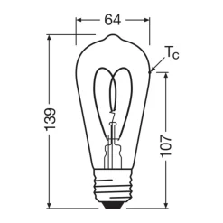 Osram Vintage 1906 LED E27 Edison Filament Guld 4.9W 470lm - 922 Extra Varm Vit | Bästa Färgåtergivning - Dimbar - Ersättare 40W