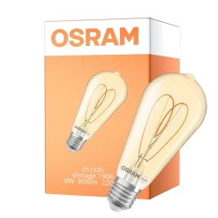 Osram Vintage 1906 LED E27 Edison Filament Guld 8W 806lm - 922 Extra Varm Vit | Bästa Färgåtergivning - Dimbar - Ersättare 60W