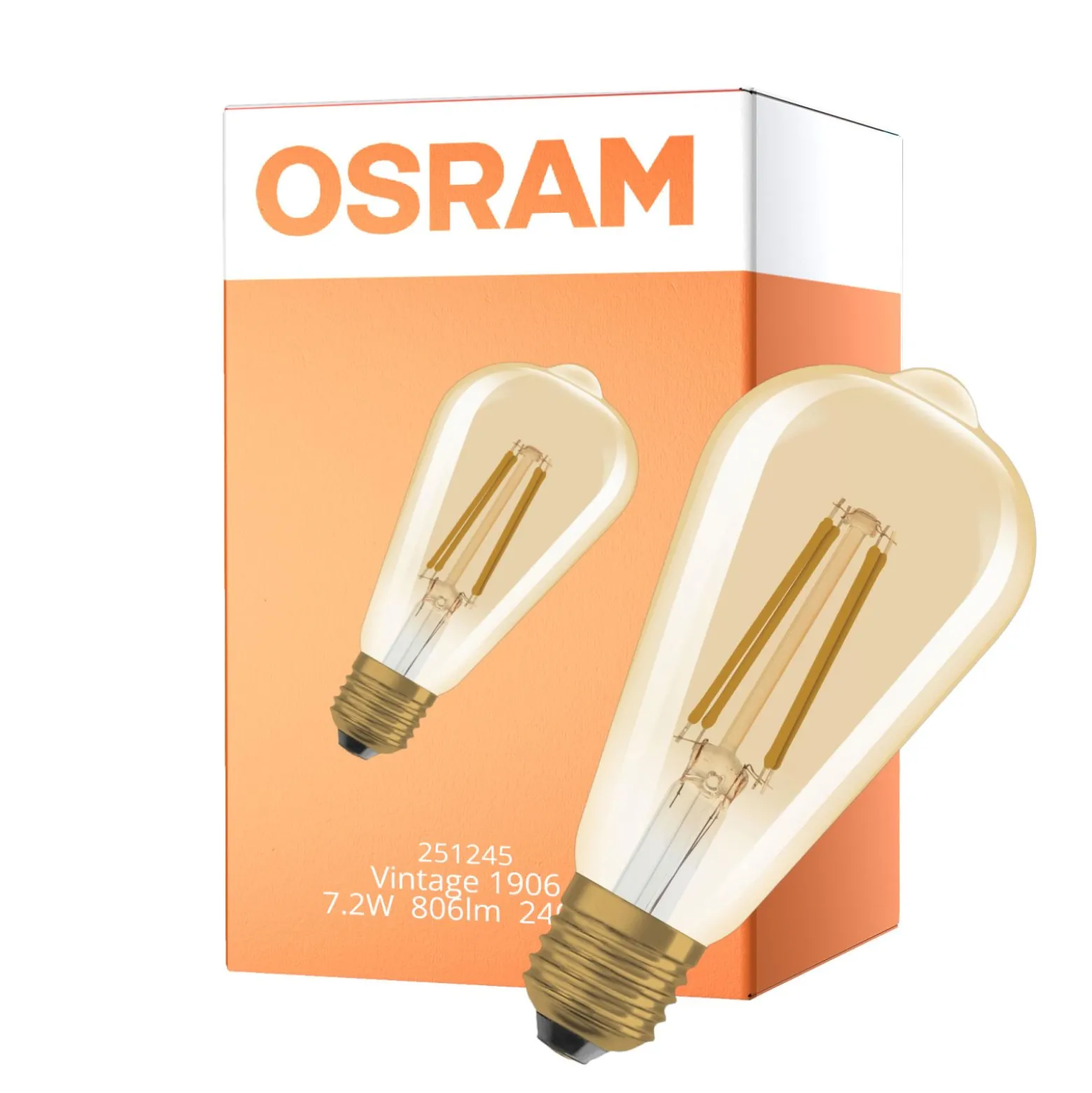 Osram Vintage 1906 LED E27 Edison Filament Guld 7.2W 806lm - 824 Extra Varm Vit | Ersättare 60W