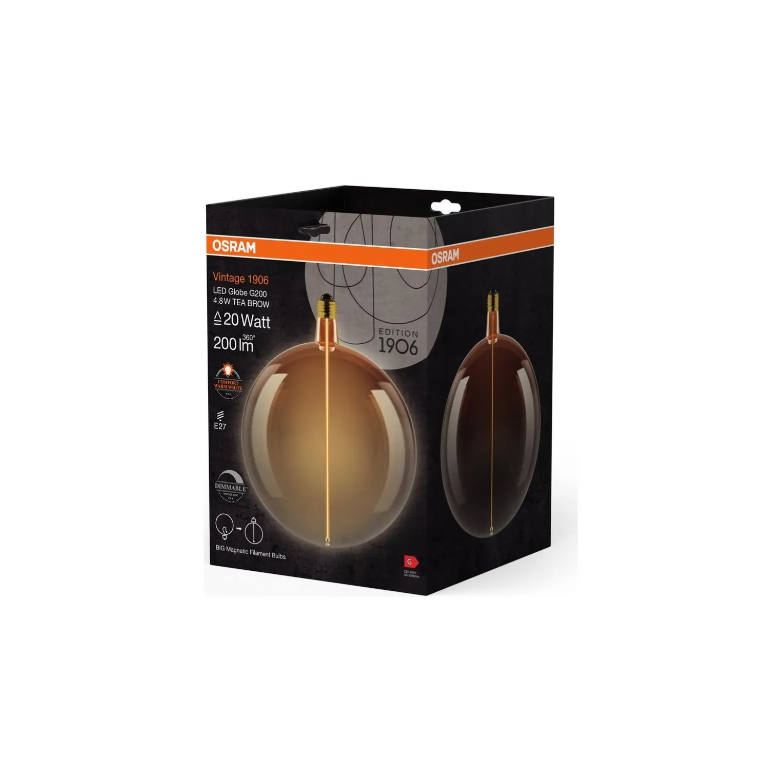 Osram Vintage 1906 LED E27 Filament 4.8W 200lm - 818 Extra Varm Vit | Dimbar - Ersättare 25W