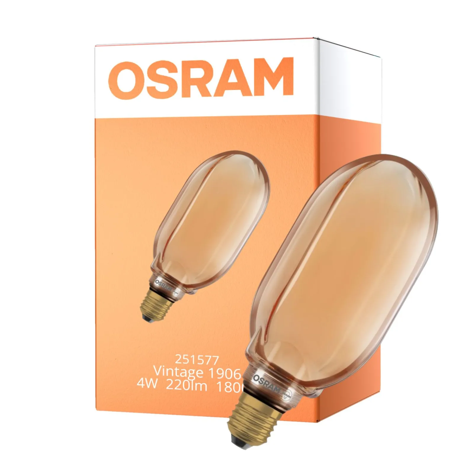 Osram Vintage 1906 LED E27 Globe Filament Guld 100mm 4W 220lm - 818 Extra Varm Vit | Dimbar - Ersättare 60W