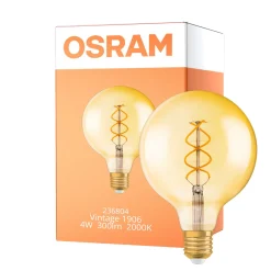 Osram Vintage 1906 LED E27 Globe Filament Goud 125mm 4W 300lm - 820 Zeer Warm Wit | Dimbaar - Vervangt 28W