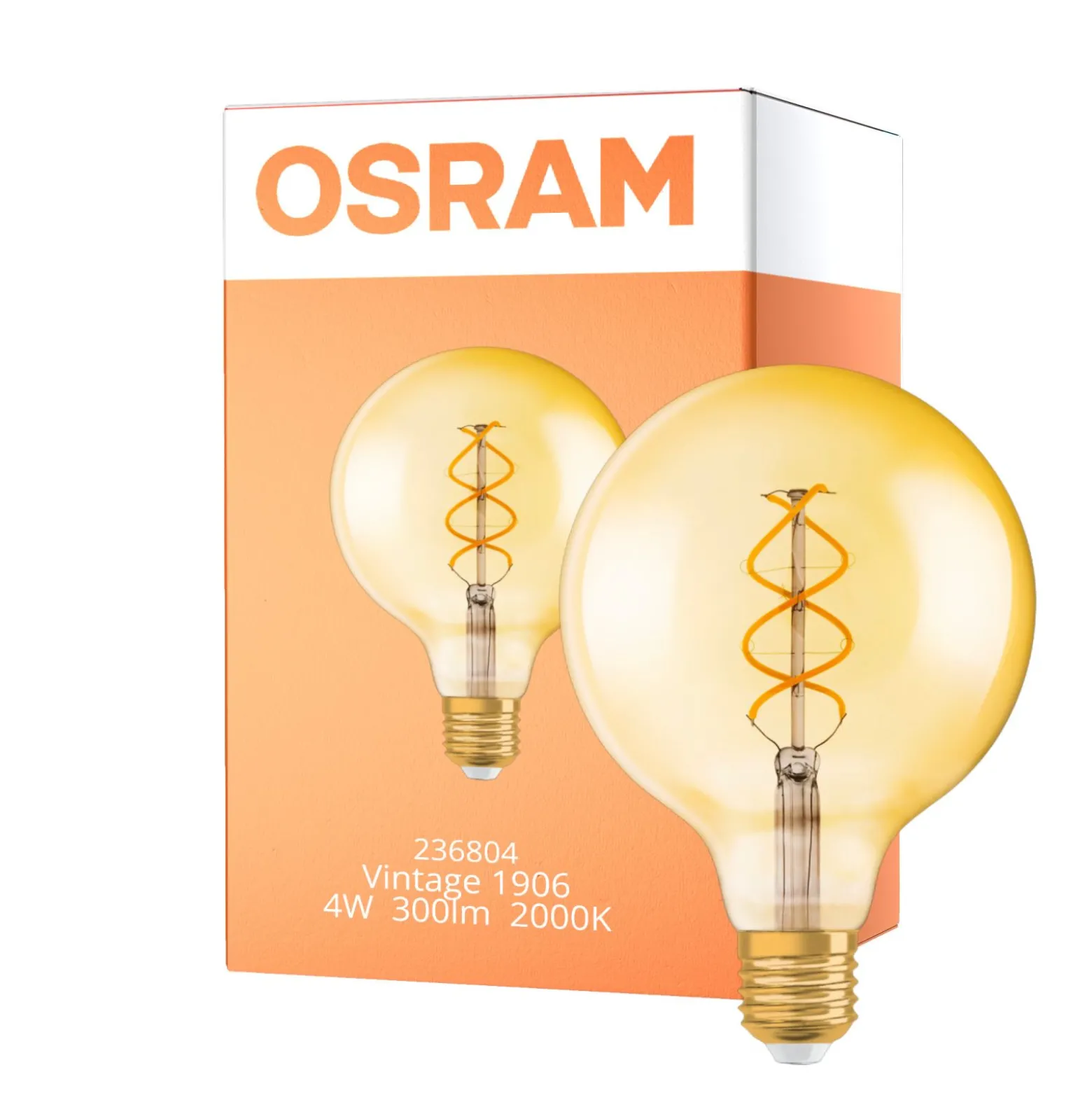 Osram Vintage 1906 LED E27 Globe Filament Goud 125mm 4W 300lm - 820 Zeer Warm Wit | Dimbaar - Vervangt 28W
