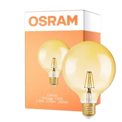 Osram Vintage 1906 LED E27 Globe Filament Guld 125mm 2.8W 200lm - 824 Extra Varm Vit | Ersättare 25W