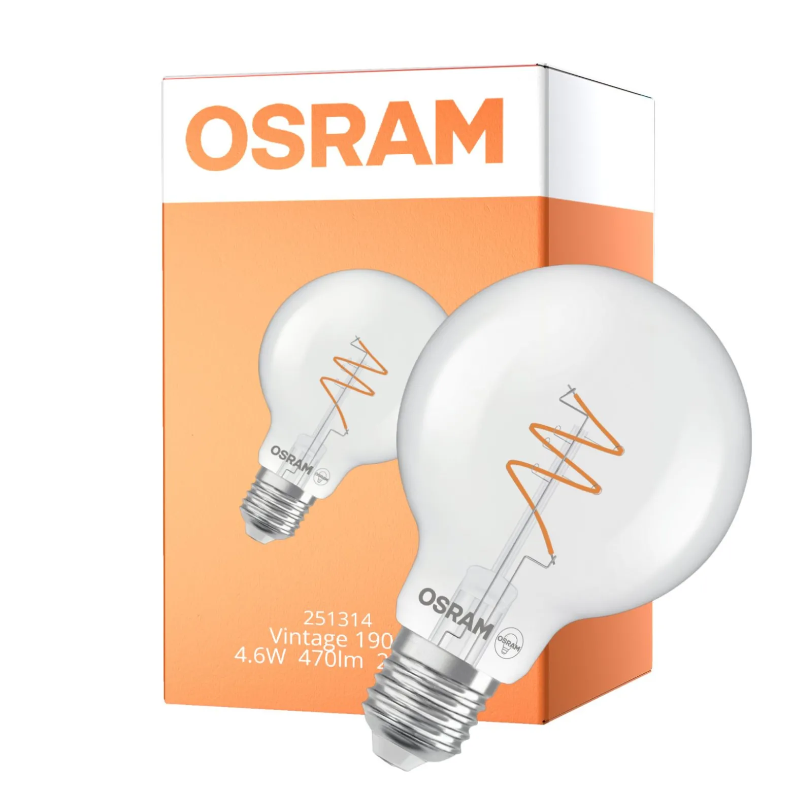 Osram Vintage 1906 LED E27 Globe Filament Klar 4.6W 470lm - 927 Extra Varm Vit | Bästa Färgåtergivning - Dimbar - Ersättare 40W