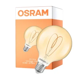 Osram Vintage 1906 LED E27 Globe Filament Guld 4.9W 470lm - 922 Extra Varm Vit | Bästa Färgåtergivning - Dimbar - Ersättare 40W
