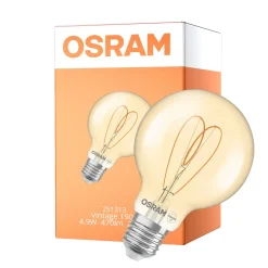 Osram Vintage 1906 LED E27 Globe Filament Guld 4.9W 470lm - 927 Extra Varm Vit | Bästa Färgåtergivning - Dimbar - Ersättare 40W