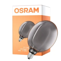 Osram Vintage 1906 LED E27 Globe Filament Smoke 183mm 4W 110lm - 818 Extra Varm Vit | Dimbar - Ersättare 12W