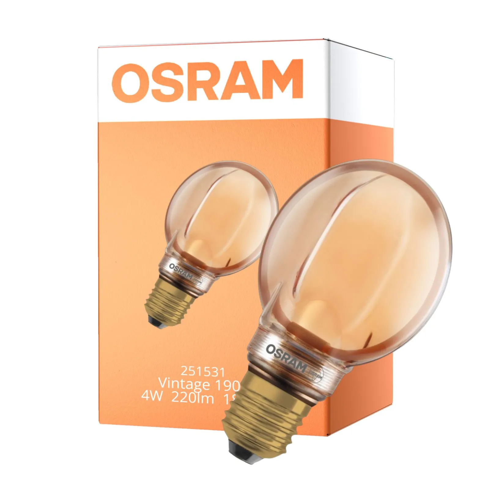 Osram Vintage 1906 LED E27 Globe Filament Guld 80mm 4W 220lm - 818 Extra Varm Vit | Dimbar - Ersättare 22W