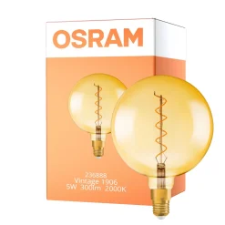 Osram Vintage 1906 LED E27 Globe Filament Guld 200mm 5W 300lm - 820 Extra Varm Vit | Dimbar - Ersättare 40W