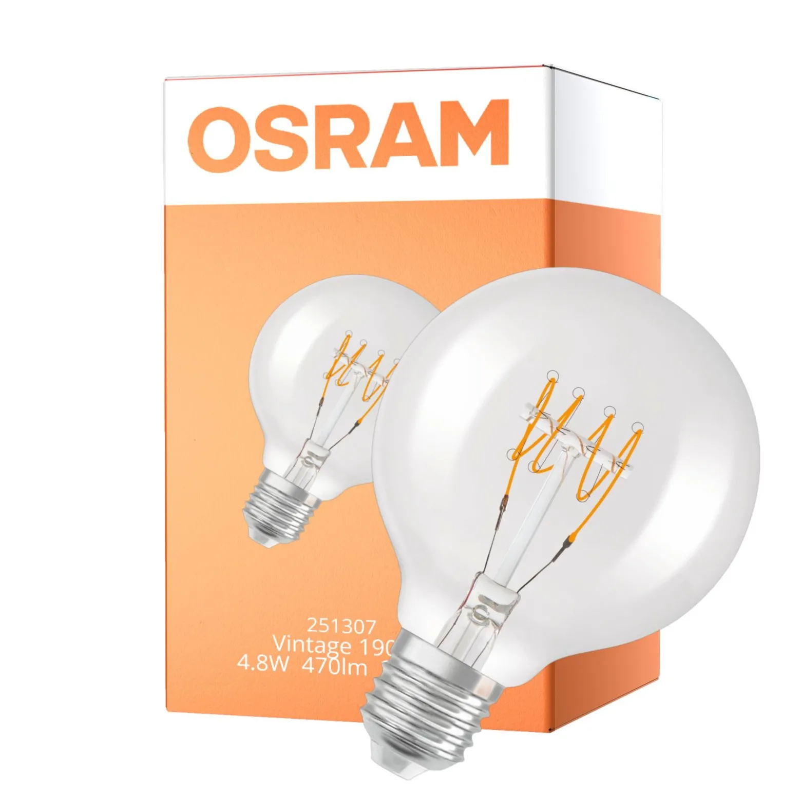 Osram Vintage 1906 LED E27 Globe Filament Klar Slim 4.8W 470lm - 827 Extra Varm Vit | Dimbar - Ersättare 40W