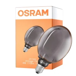 Osram Vintage 1906 LED E27 Globe Filament Smoke 130mm 4W 110lm - 818 Extra Varm Vit | Dimbar - Ersättare 12W