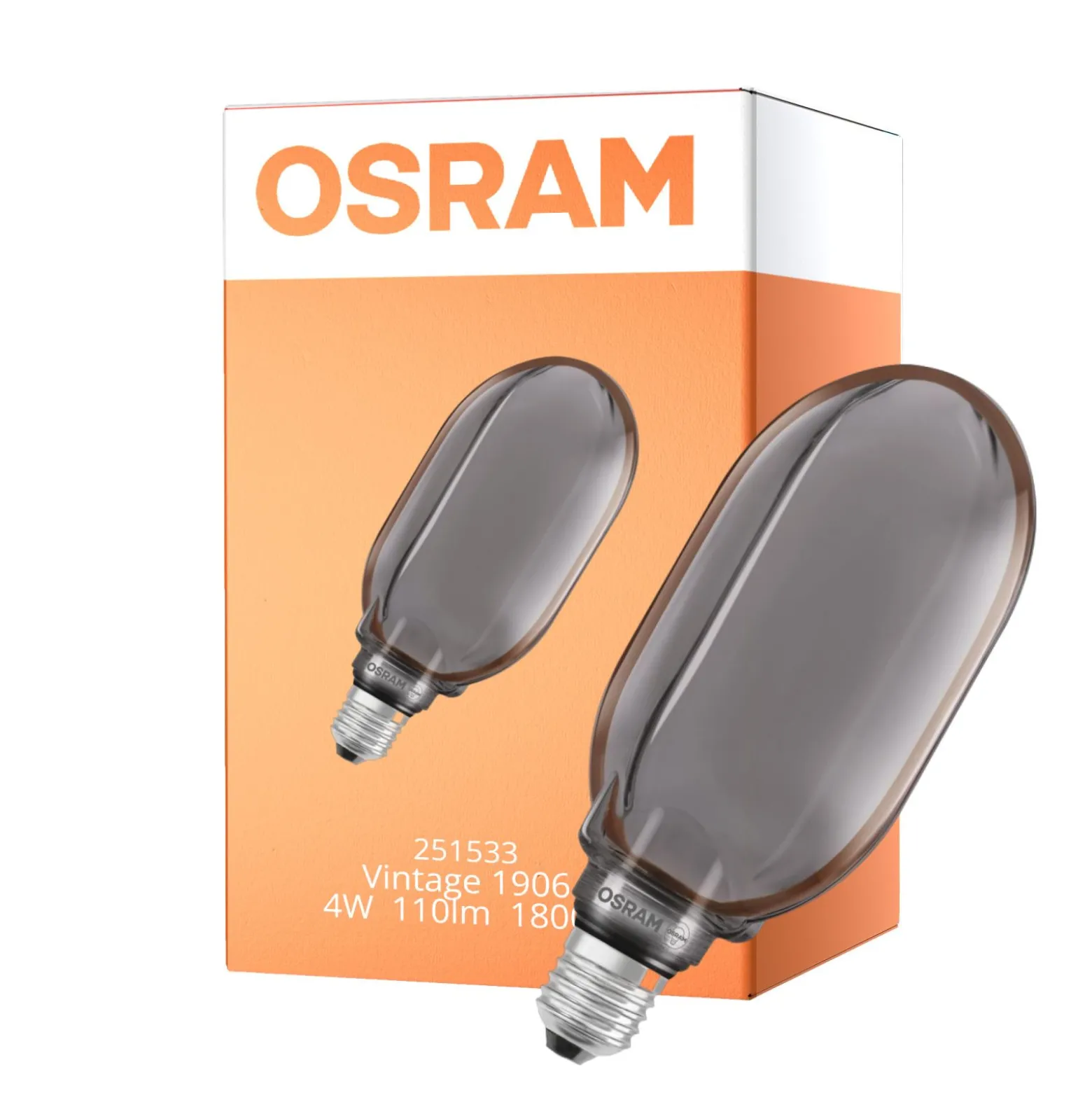 Osram Vintage 1906 LED E27 Globe Filament Smoke 100mm 4W 110lm - 818 Extra Varm Vit | Dimbar - Ersättare 12W