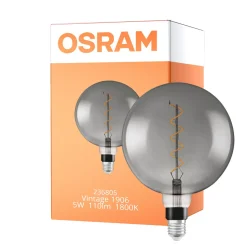 Osram Vintage 1906 LED E27 Globe Filament Smoke 200mm 5W 110lm - 818 Extra Varm Vit | Ersättare 25W