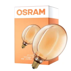 Osram Vintage 1906 LED E27 Globe Filament Guld 183mm 4W 220lm - 818 Extra Varm Vit | Dimbar - Ersättare 22W