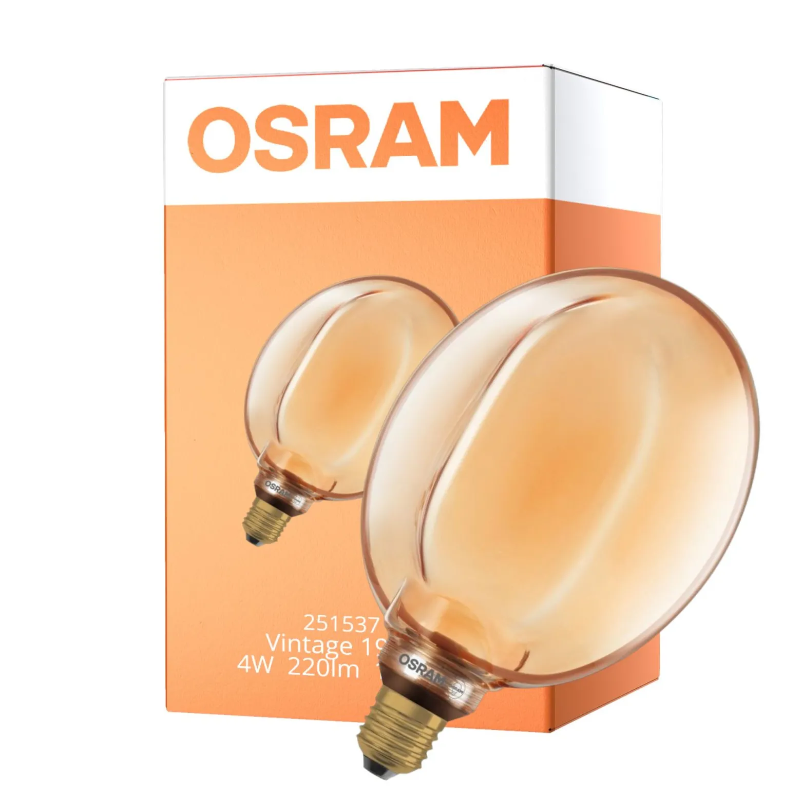 Osram Vintage 1906 LED E27 Globe Filament Guld 183mm 4W 220lm - 818 Extra Varm Vit | Dimbar - Ersättare 22W